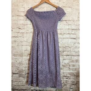 Bailey‎ Blue Peasant Dress Womens Small Purple Smocked Lace Midi Fairy Prairie